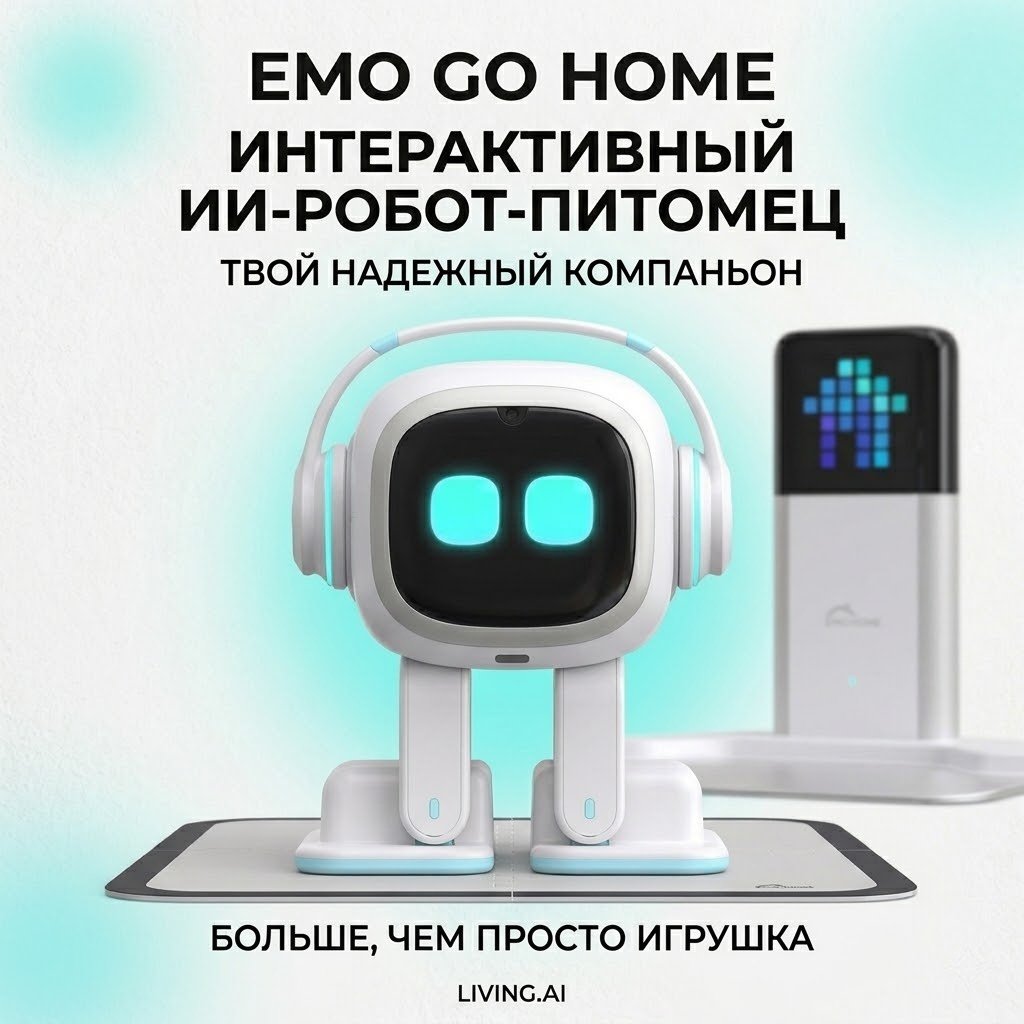 Робот Living.ai EMO GO Home AI Desktop Pet, высота 11 см купить,NaN