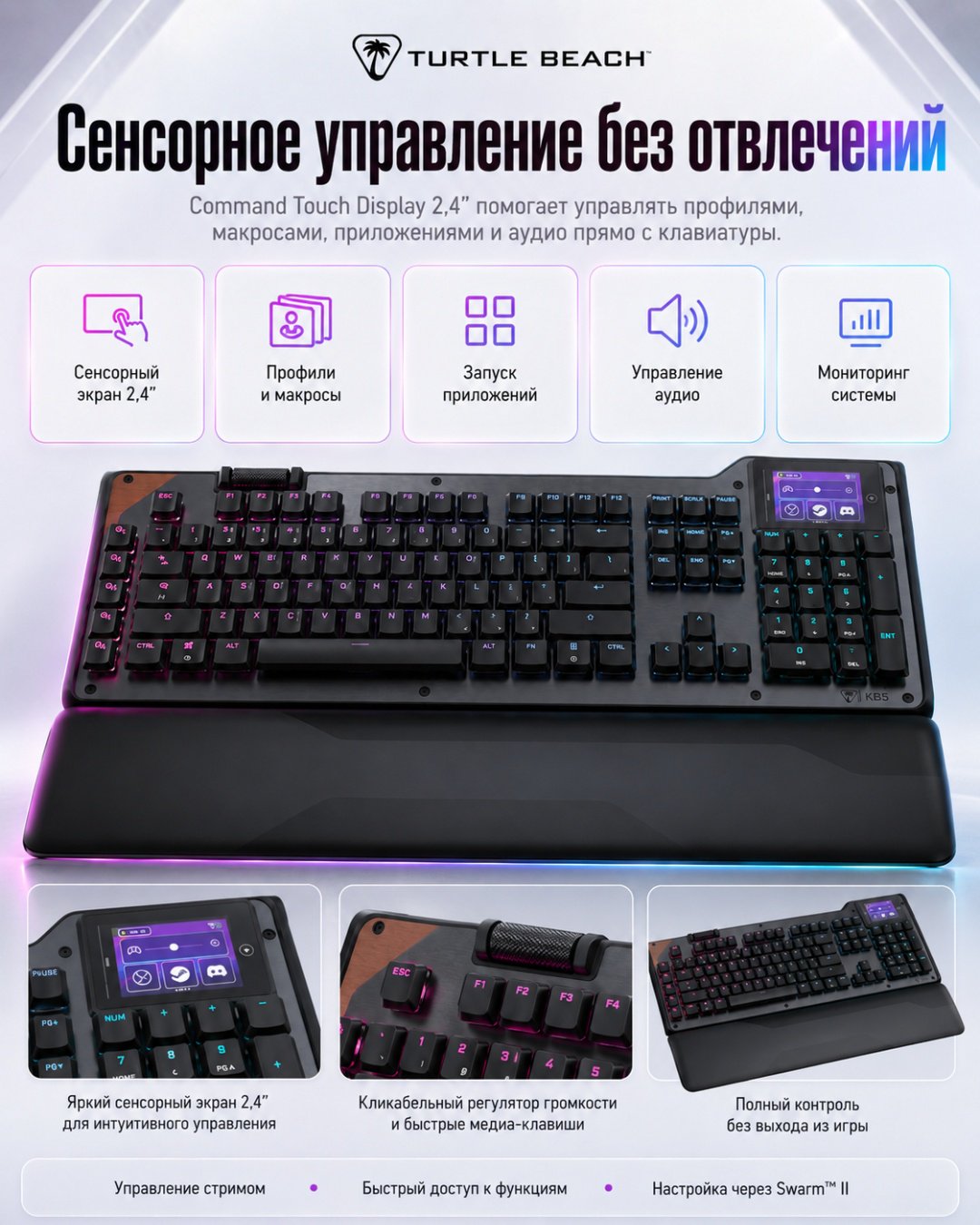Клавиатура Turtle Beach Command Series KB5 черный купить,NaN