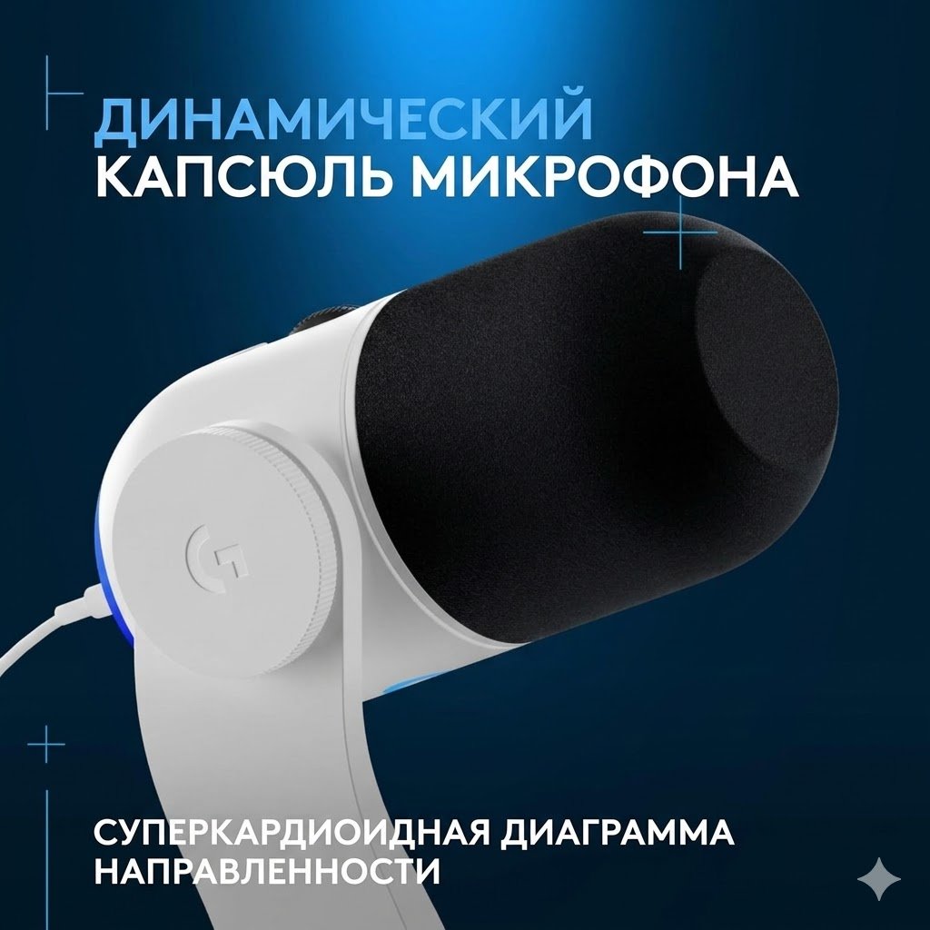 Микрофон Logitech Yeti GX белый купить,114742