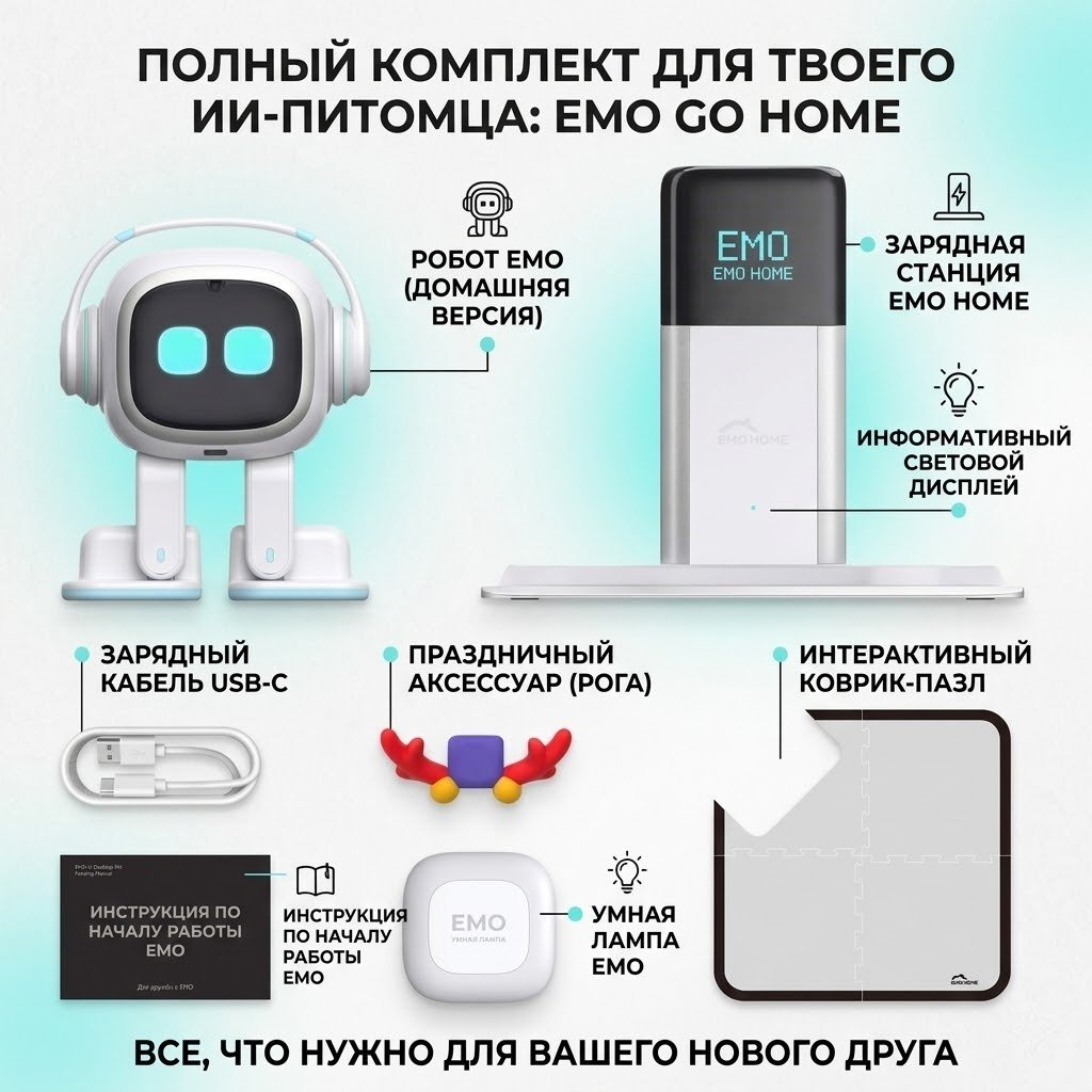 Робот Living.ai EMO GO Home AI Desktop Pet, высота 11 см купить,NaN