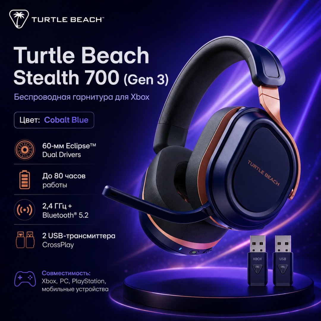 Наушники Turtle Beach Turtle Beach Stealth 700 Headset (Gen 3) Xbox синий купить,NaN