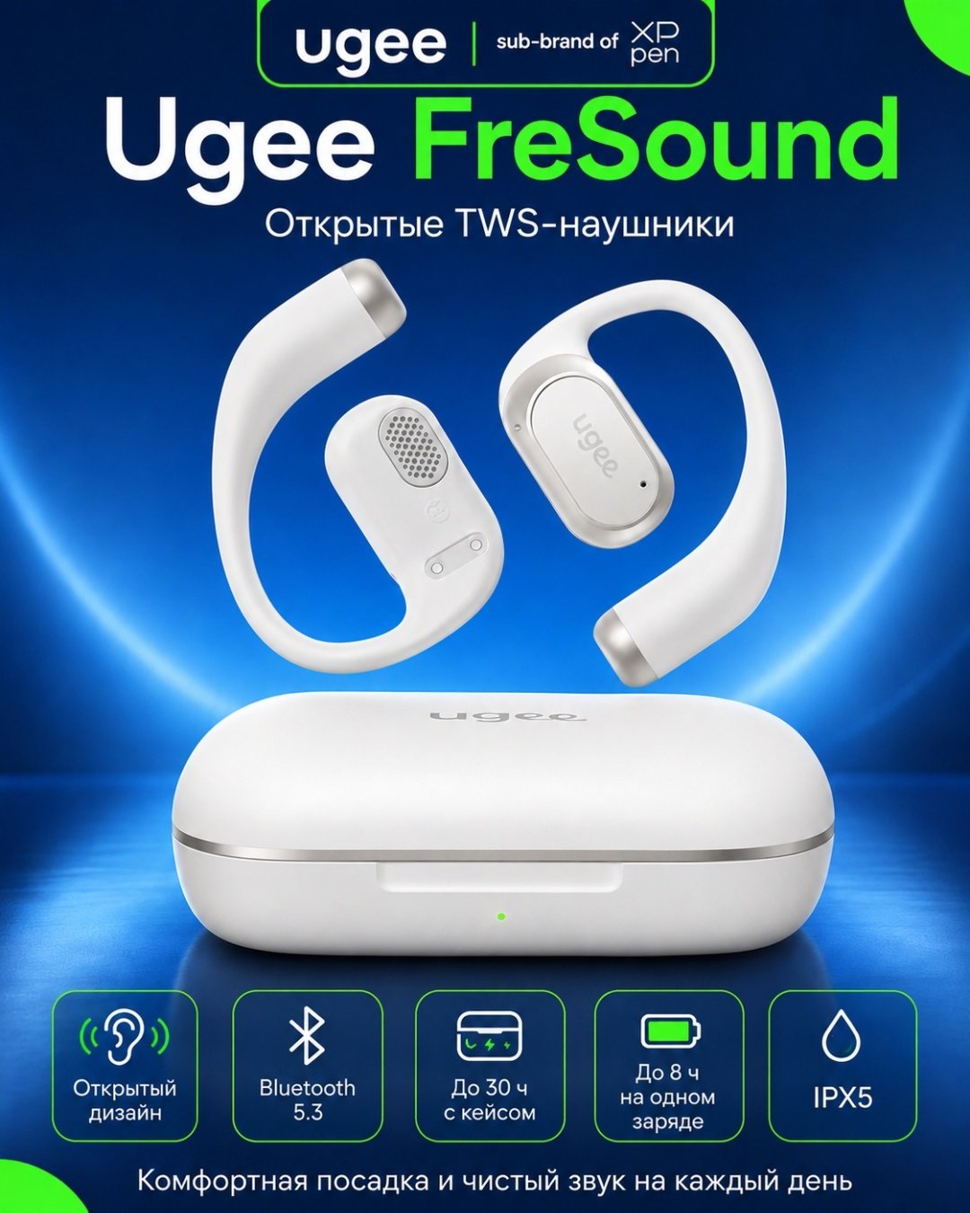 Наушники FreSound Open-ear Earbuds белый купить,23598
