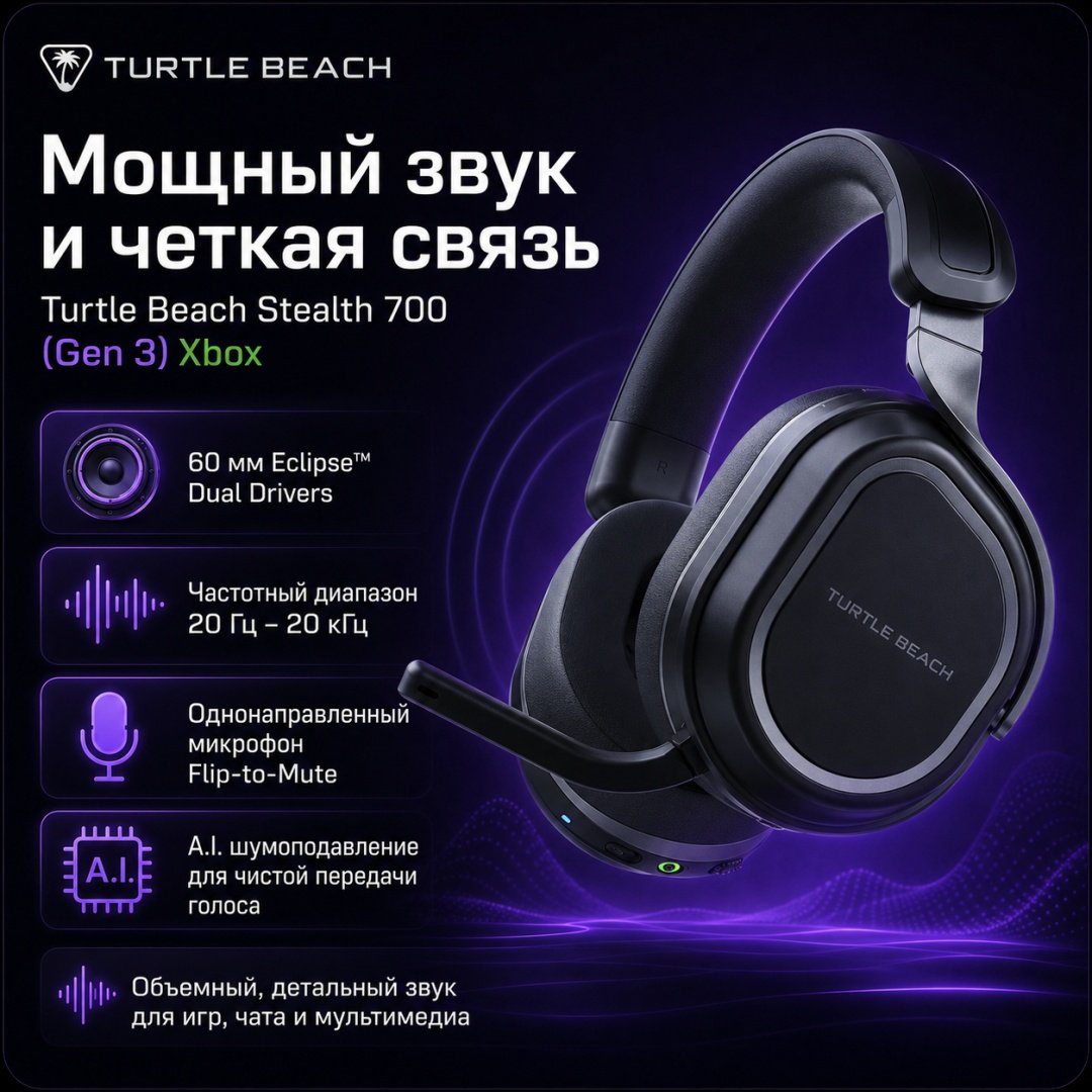 Наушники Turtle Beach Turtle Beach Stealth 700 Headset (Gen 3) Xbox черный купить,NaN