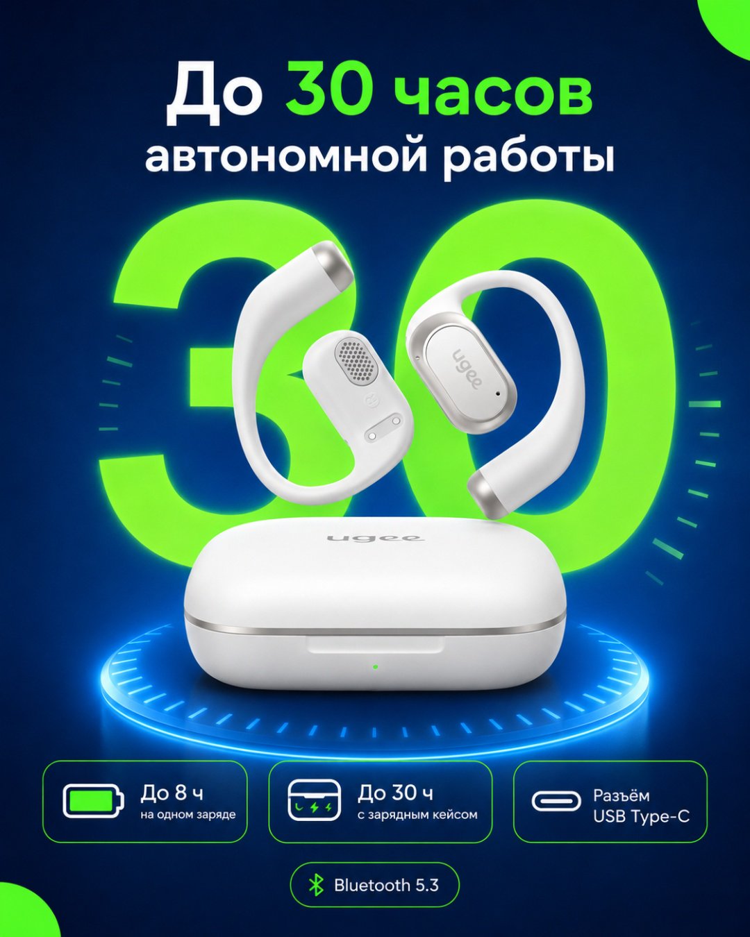 Наушники FreSound Open-ear Earbuds белый купить,23598