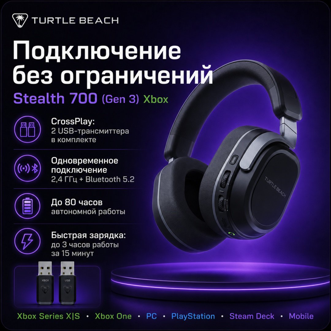 Наушники Turtle Beach Turtle Beach Stealth 700 Headset (Gen 3) Xbox черный купить,NaN