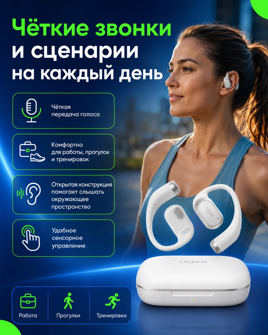 Наушники FreSound Open-ear Earbuds белый купить,23598