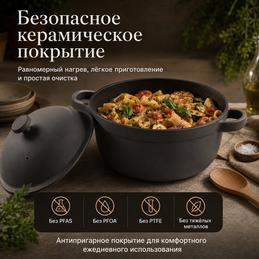 Кастрюля 5.2 л, OUR PLACE USA Perfect Pot Char 26 см керамика