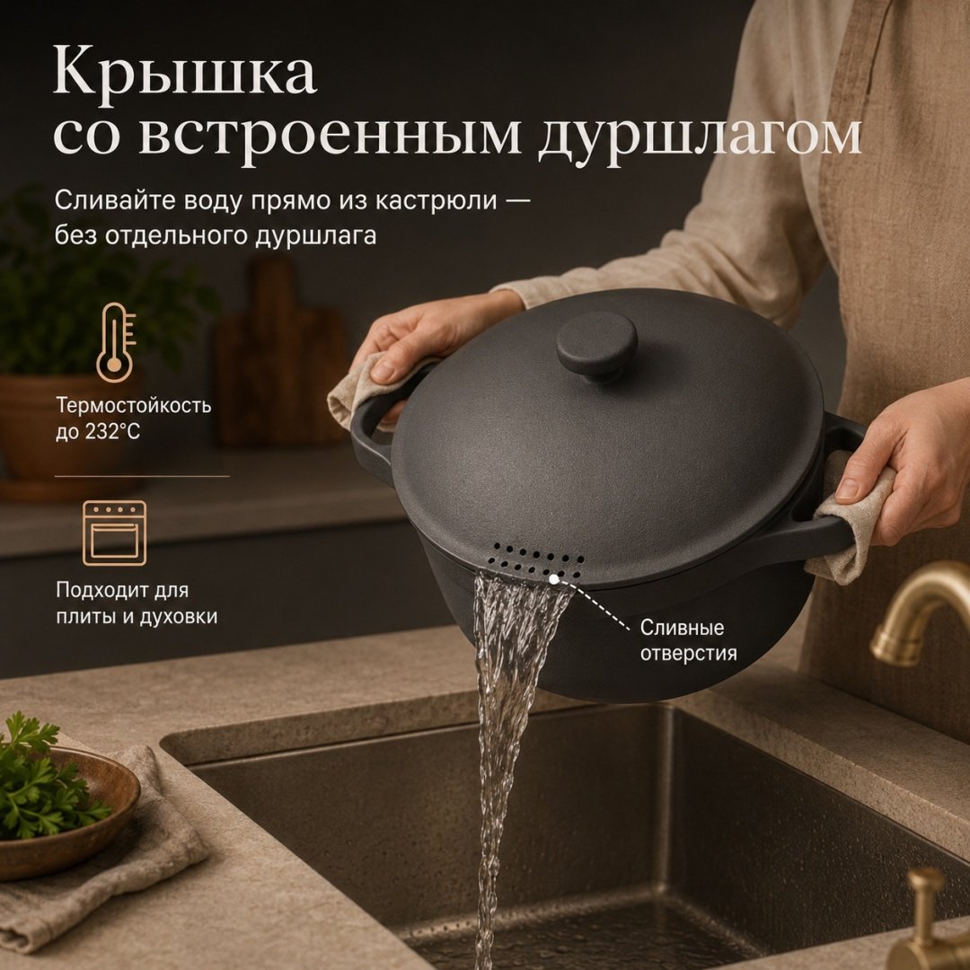 Кастрюля 5.2 л, OUR PLACE USA Perfect Pot Char 26 см керамика