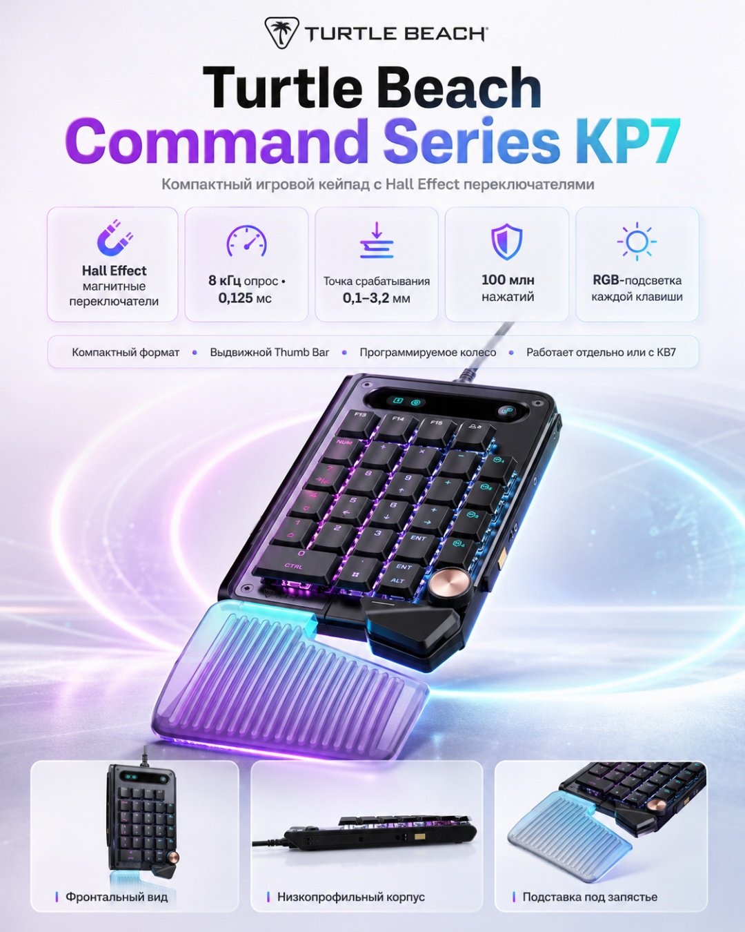Клавиатура Turtle Beach Command Series KP7 черный купить,NaN