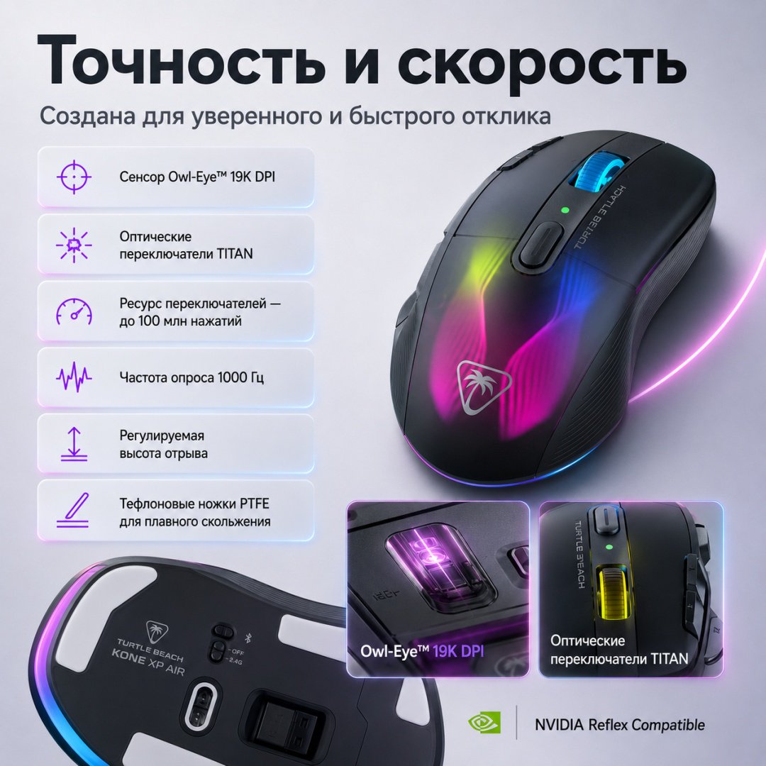 Мышь Turtle Beach Kone XP Air черный купить,NaN