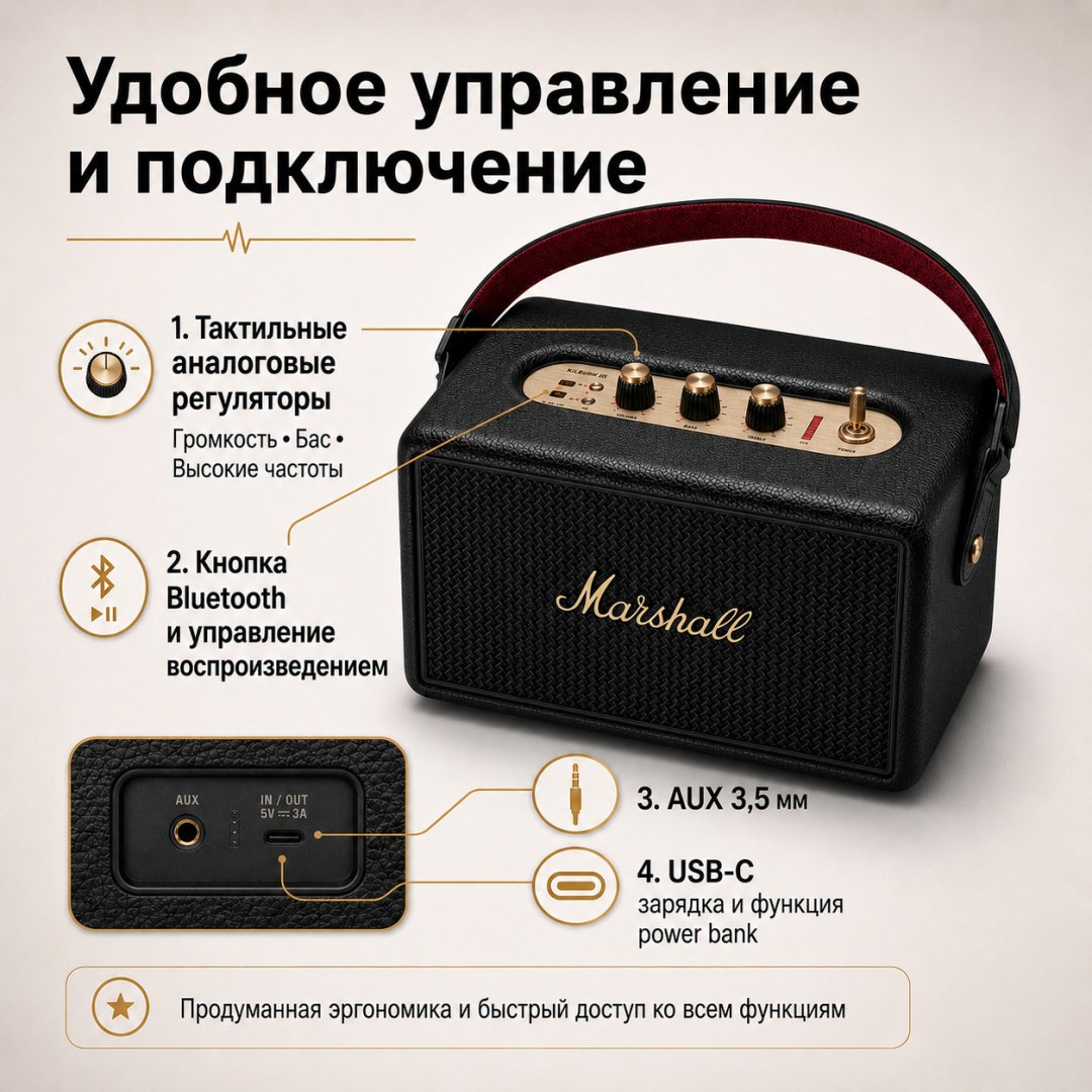 Портативная колонка Marshall Kilburn III черный купить,NaN