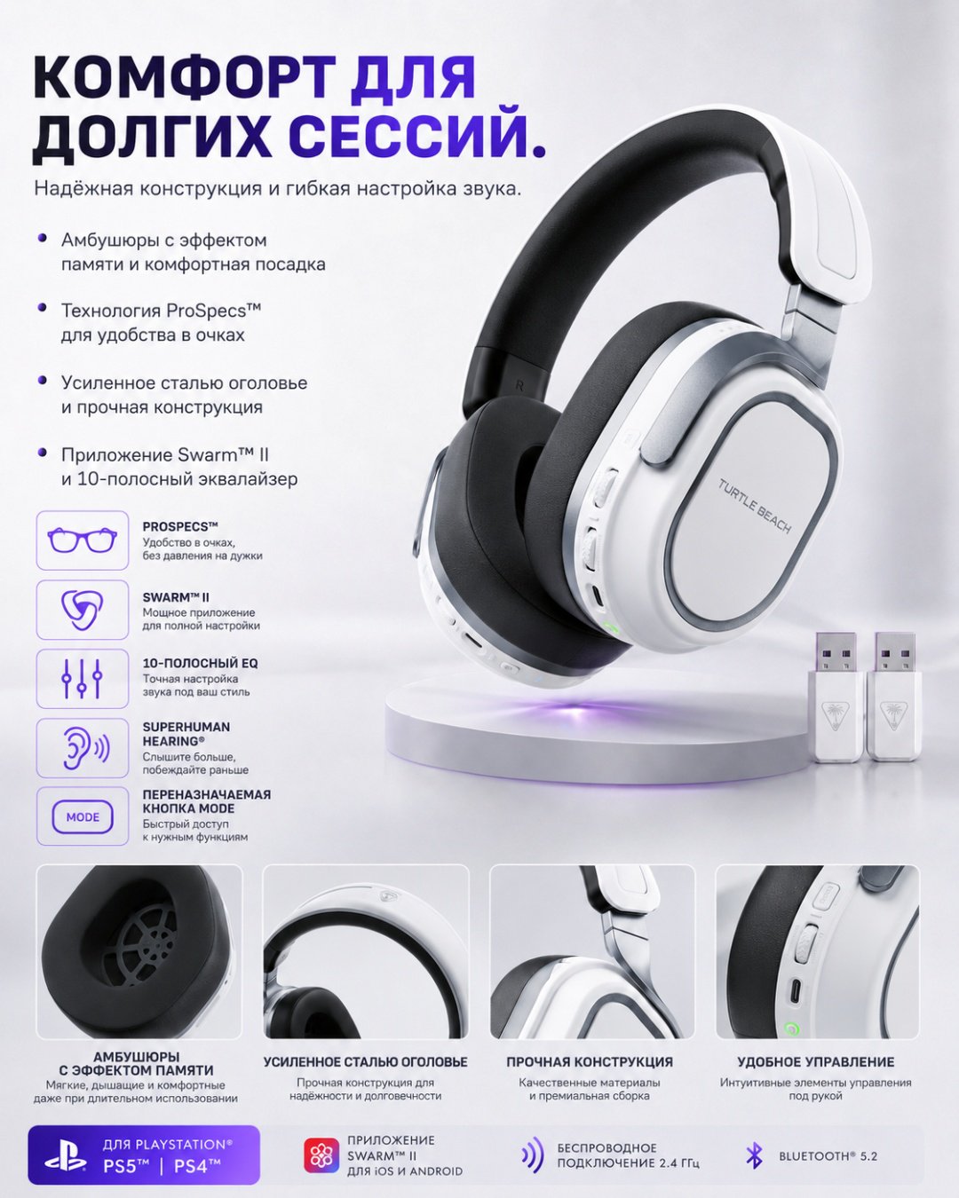 Наушники Turtle Beach Stealth 700 Headset (Gen 3) PlayStation белый купить,NaN