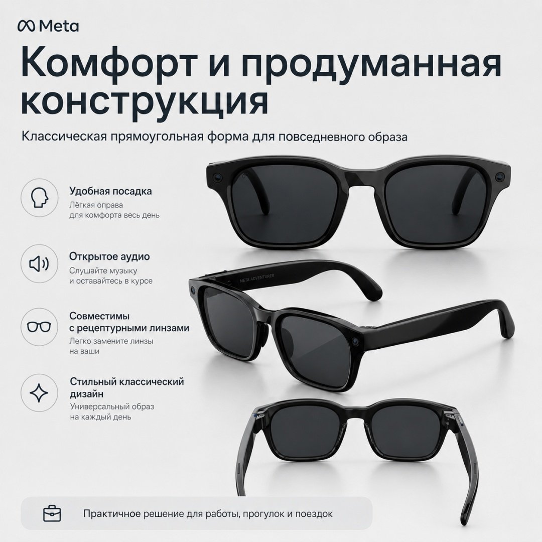 Смарт-очки Meta Adventurer черный купить,NaN