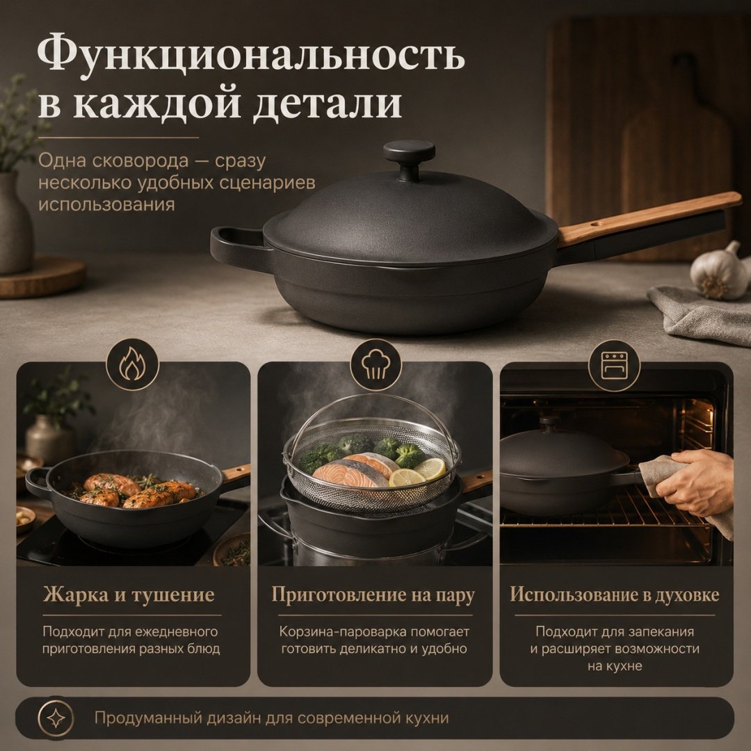 Сковорода OUR PLACE USA Always Char 26.5 см с антипригарным покрытием, алюминий купить,126500