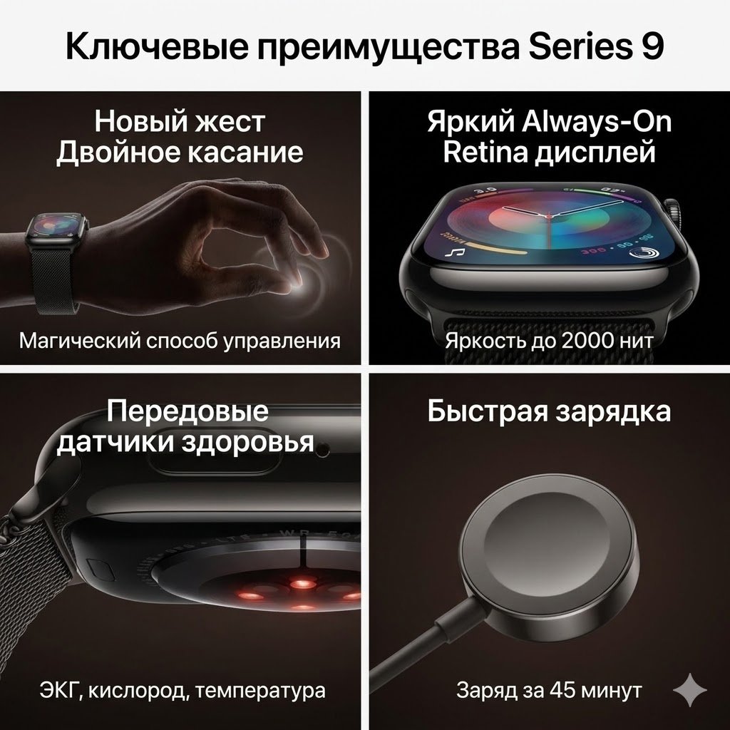 Смарт-часы Apple Watch Series 9 GPS 41 мм графитовый-серый купить,NaN