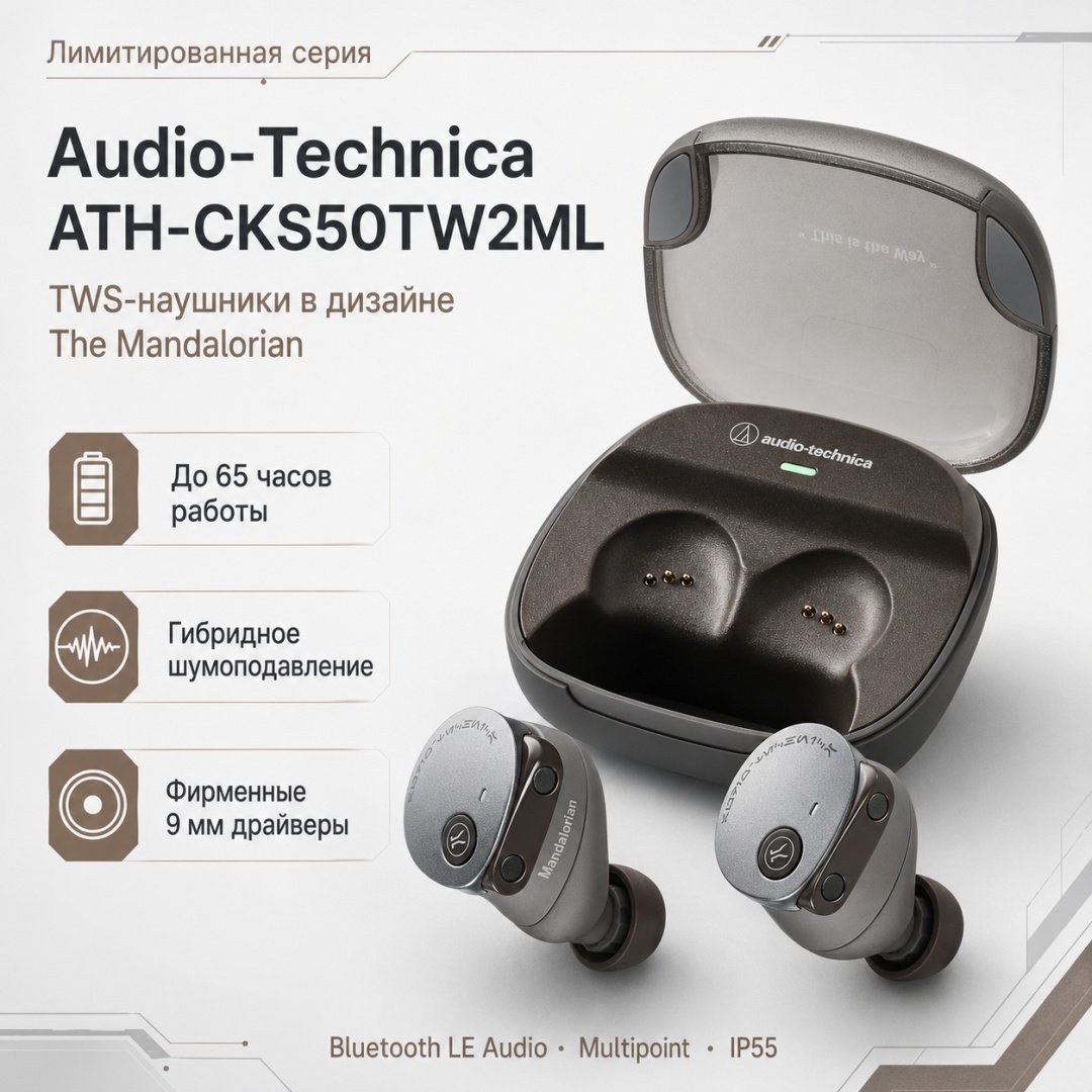 Наушники Audio-Technica ATH-CKS50TW2ML Limited-Edition Star Wars The Mandalorian серый купить,NaN