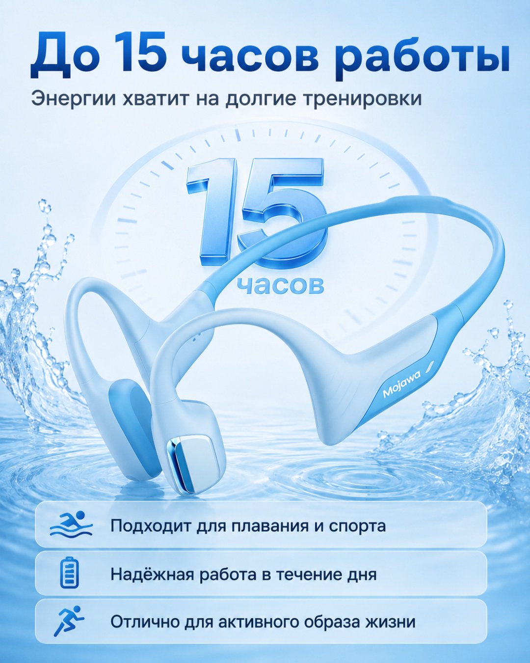 Наушники Mojawa Purra Swim IP68 голубой купить,NaN