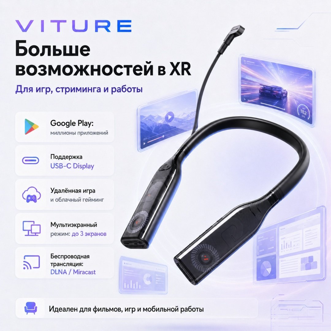 AR-устройство VITURE Pro Neckband 12GB RAM + 256GB Storage черный купить,NaN