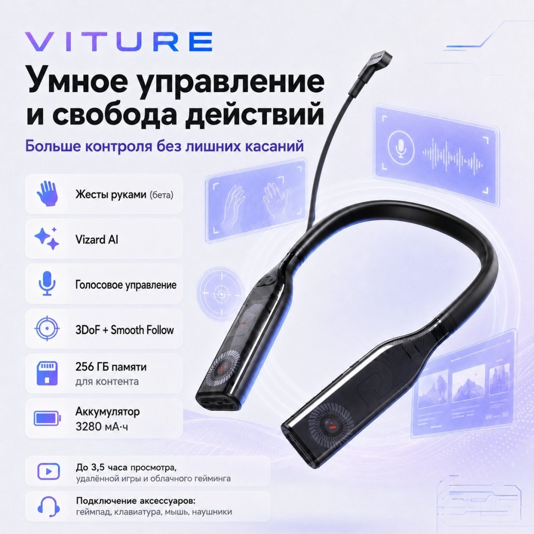 AR-устройство VITURE Pro Neckband 12GB RAM + 256GB Storage черный купить,NaN