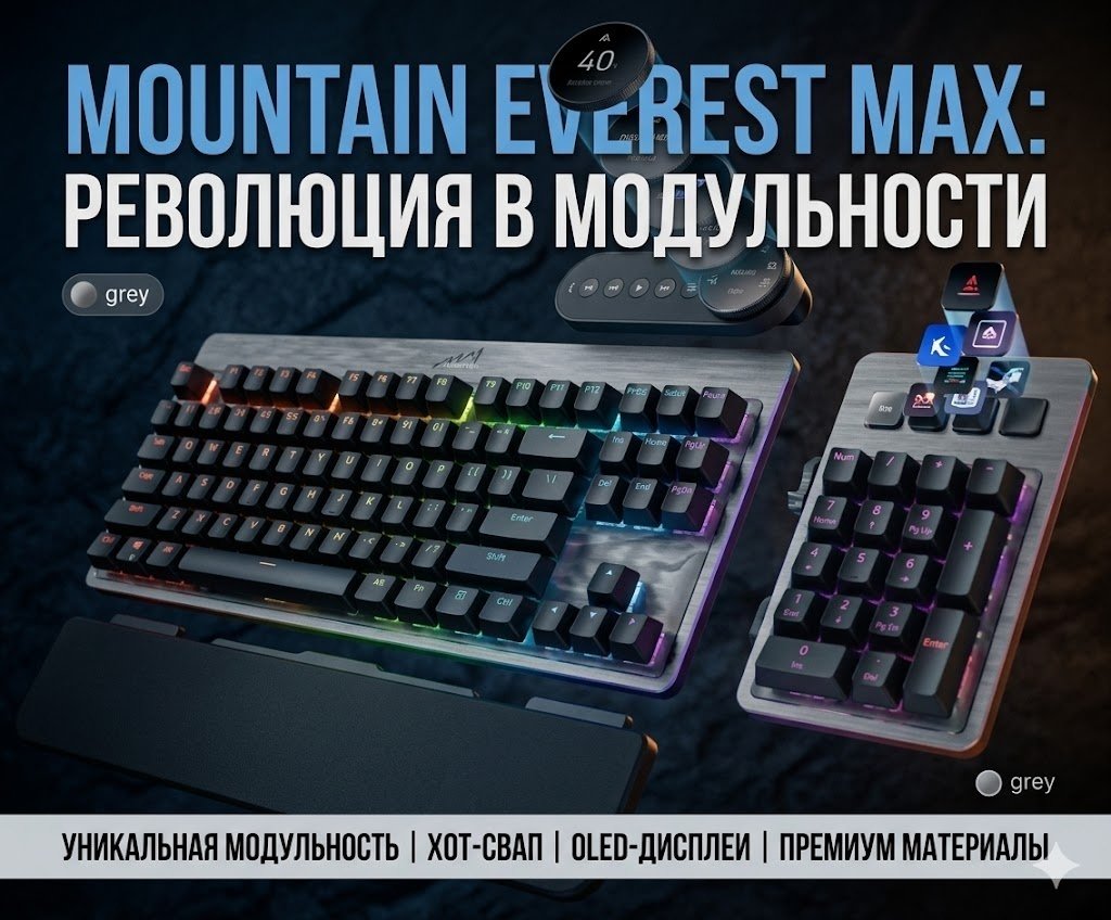 Клавиатура Mountain Everest Max серый
