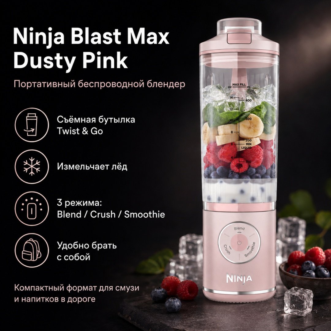 Блендер портативный Ninja Blast Max розовый купить,90850