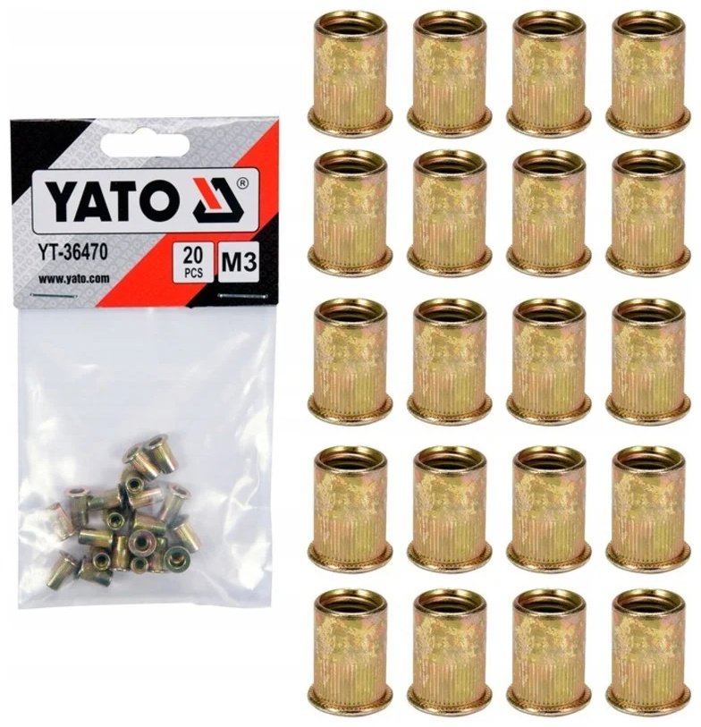 YATO YT-36470 набор заклепок цилиндрическая 9хM3, 20 шт купить,NaN