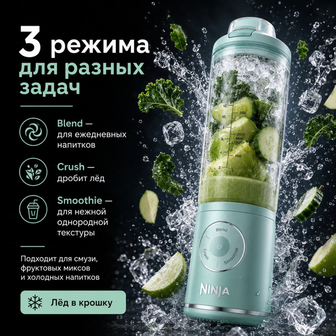 Блендер портативный Ninja Blast Max голубой