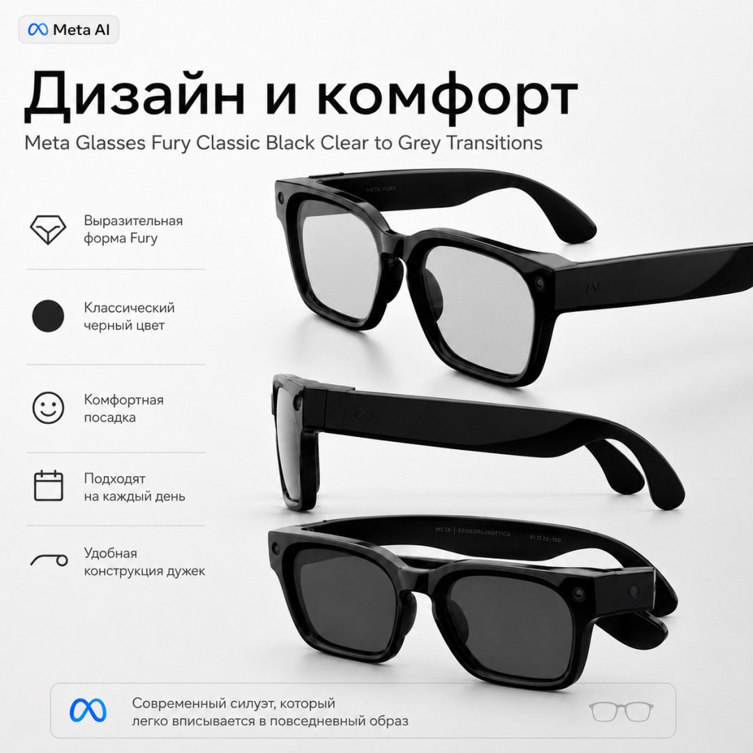 Смарт-очки Meta Fury черный купить,NaN