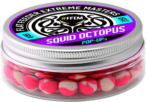 Бойлы FFEM Pop-Up Squid Octopus 10mm 55шт бело-розовые