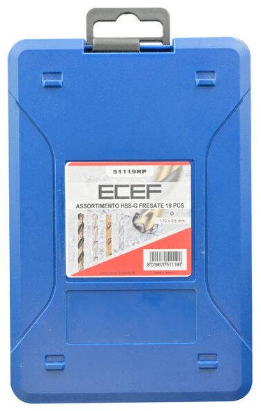 Сверло Ecef набор сверл 1-10 мм HSS-G спиральное 51119RP , 19 шт. купить,NaN