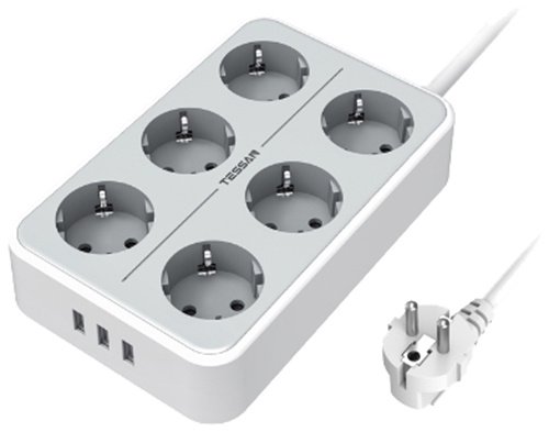 Сетевой фильтр Tessan TS-303 серый купить,NaN