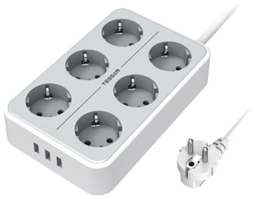 Сетевой фильтр Tessan TS-303 серый купить,NaN