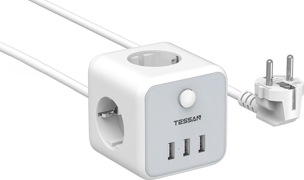 Сетевой фильтр Tessan TS-301 серый купить,NaN