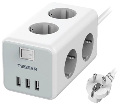 Сетевой фильтр Tessan TS-306 серый купить,NaN