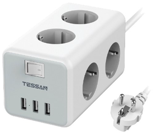 Сетевой фильтр Tessan TS-306 серый купить,NaN