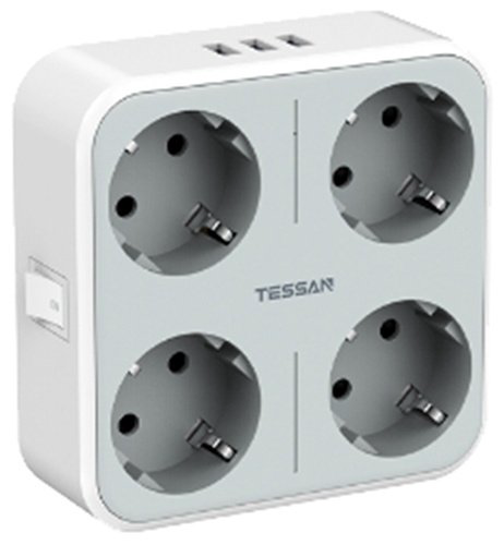 Сетевой фильтр Tessan TS-302-DE серый купить,NaN