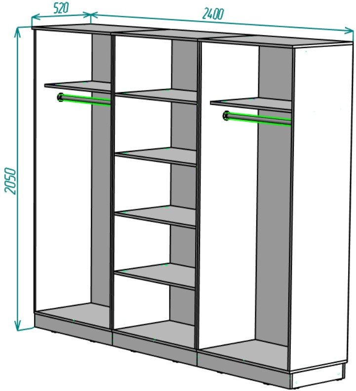 Комплект мебели для прихожей Мебель Азии Гармони 2ДЛ+2ДЗ+2ДЛ, белый