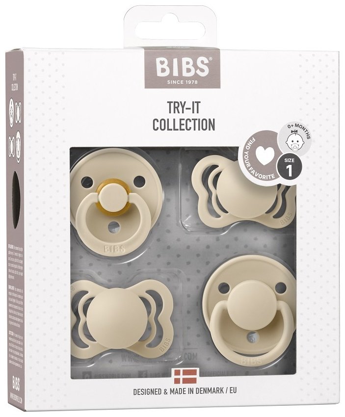 Набор пустышек BIBS Try-it Vanilla 0+ месяцев, бежевый купить,NaN