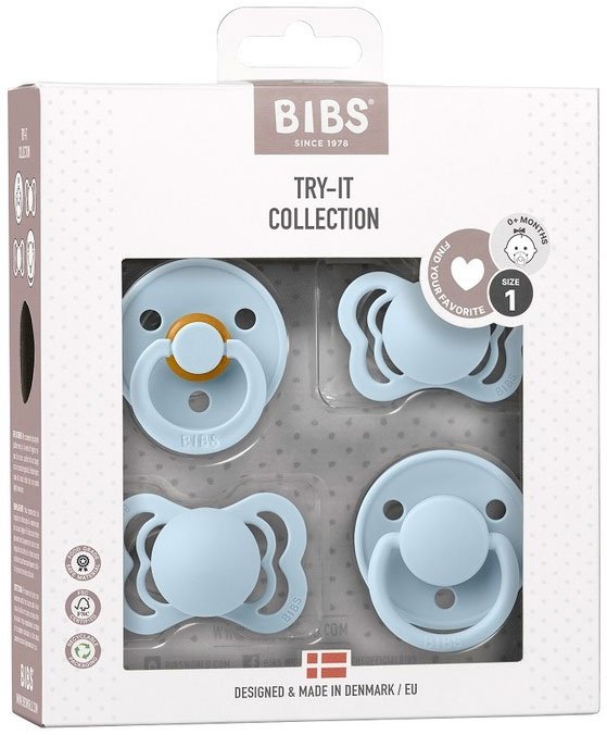 Набор пустышек BIBS Try-it collection Baby Blue, 4 шт, голубой купить,NaN