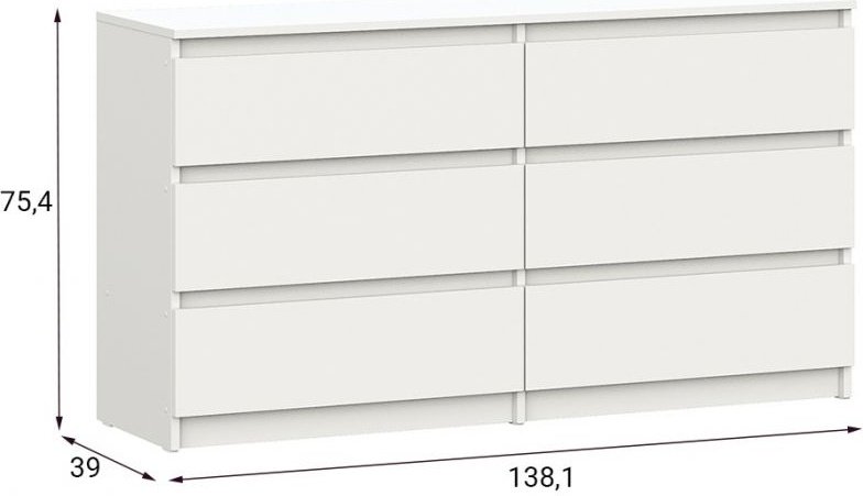 Комод СВ Мебель Денвер 479231, 138.1x39x75.4 см, белый купить,NaN