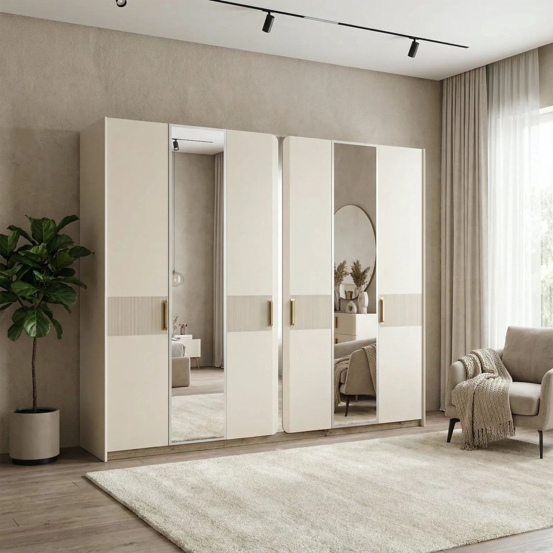 Распашной шкаф СлонимМебель Агния 6Д, 263x220х61 см, бежевый купить,NaN