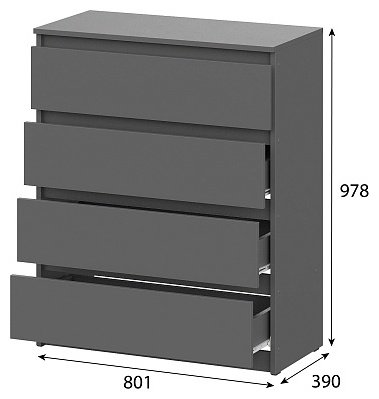 Комод Денвер, 80.10x39x97.8 см, серый, графит купить,NaN