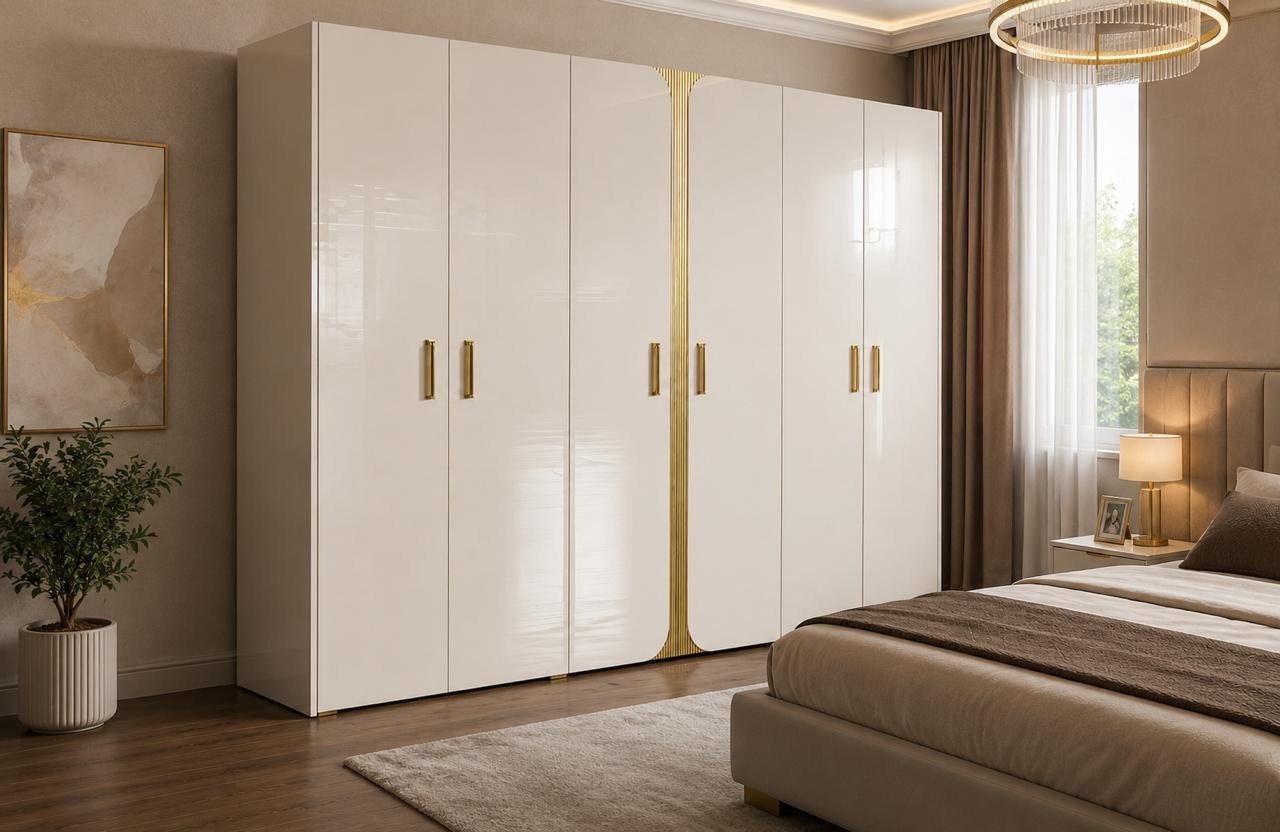 Распашной шкаф СлонимМебель Бордо 6Д, 271x220х60 см, ваниль купить,NaN