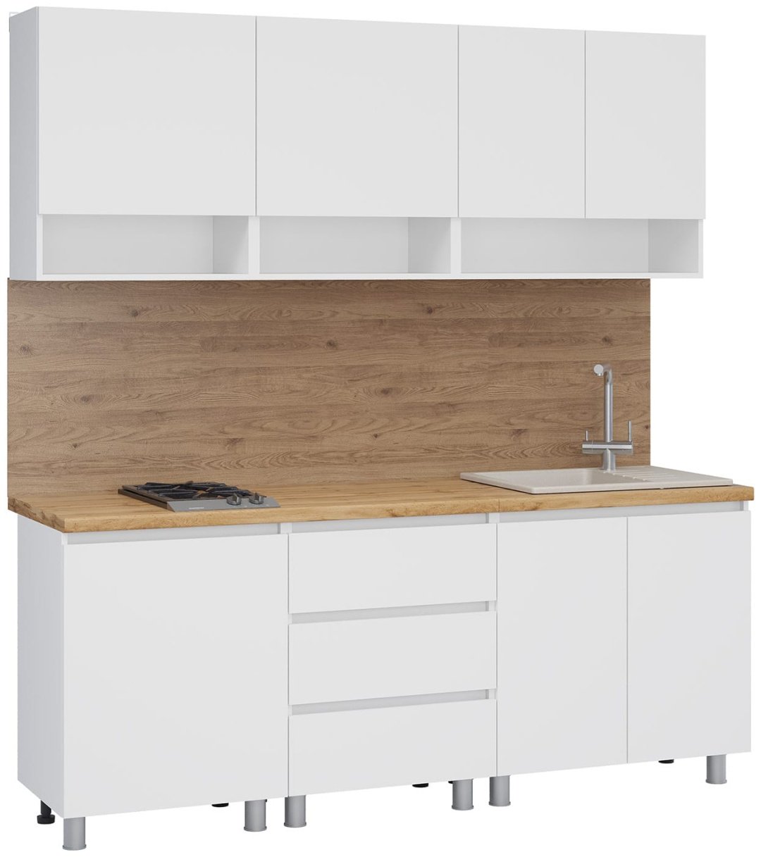 Кухонный гарнитур Стендмебель Хелен, 200x216х60 см, ЛДСП, белый - ForteMarket Кухонный гарнитур Стендмебель Хелен, 200x216х60 см, ЛДСП, белый купить,126500