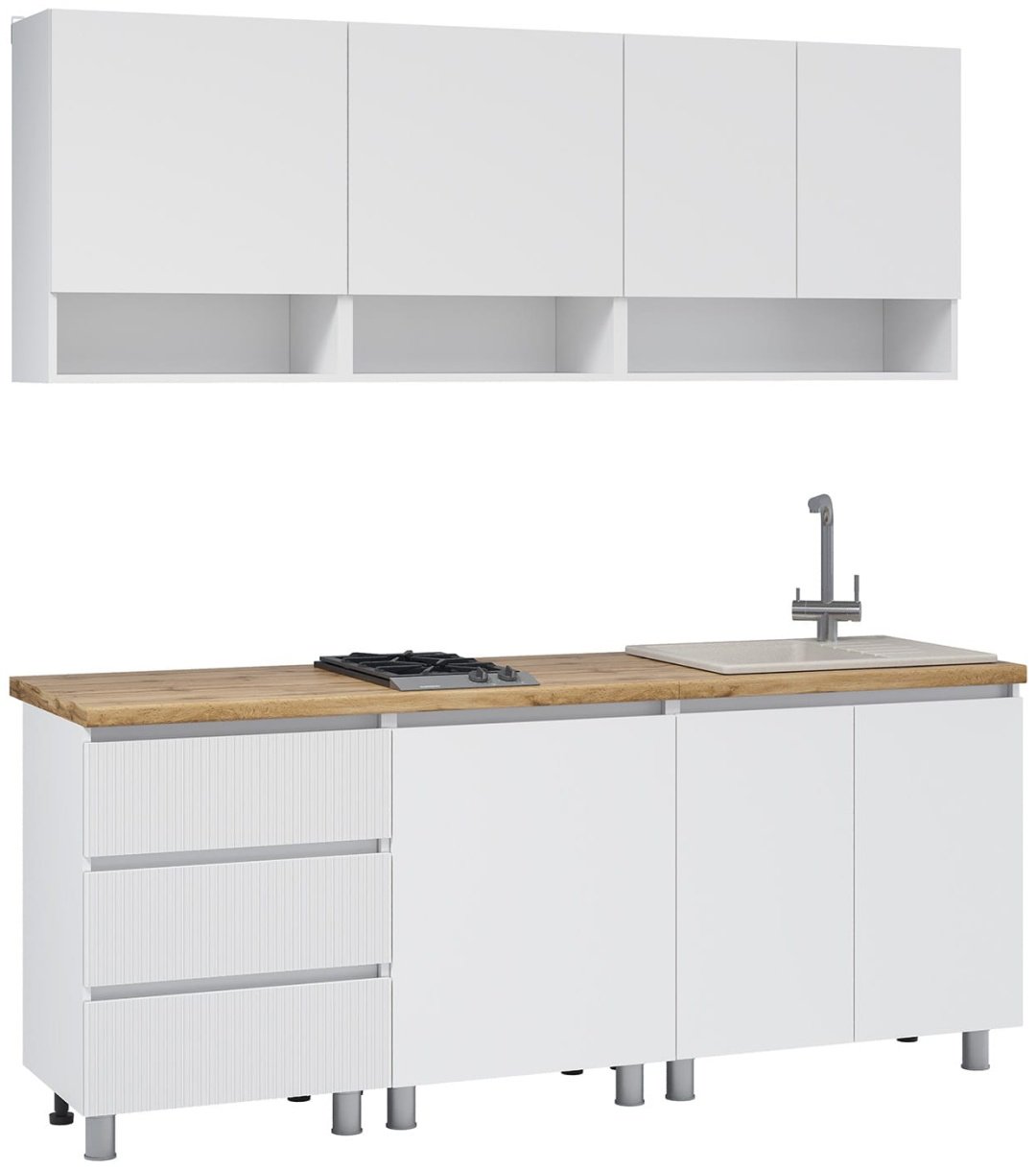 Кухонный гарнитур Стендмебель Хелен, 200x216х60 см, ЛДСП, белый - ForteMarket Кухонный гарнитур Стендмебель Хелен, 200x216х60 см, ЛДСП, белый купить,126500