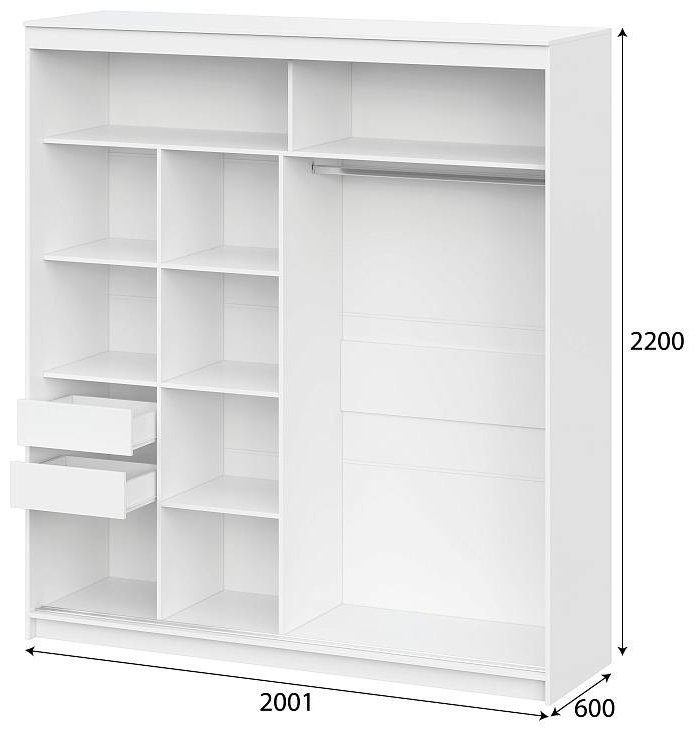 Шкаф-купе СВ Мебель ШКП 3, 200.1x220х60 см, белый купить,NaN