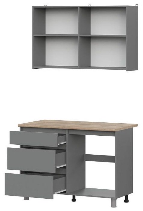 Кухонный гарнитур СВ Мебель Денвер, 120x213.8х60 см, ЛДСП, серый купить,NaN