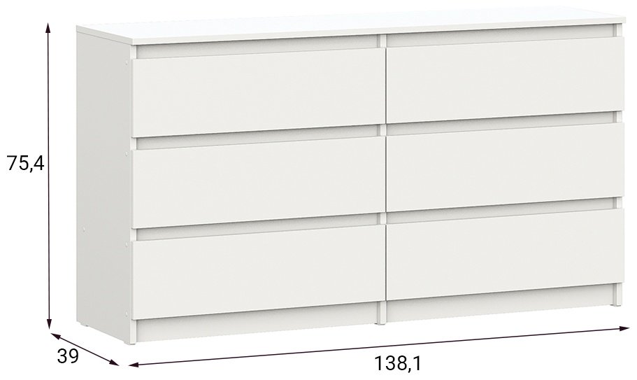 Комод СВ Мебель Денвер, 138.1x39x75.4 см, белый купить,NaN