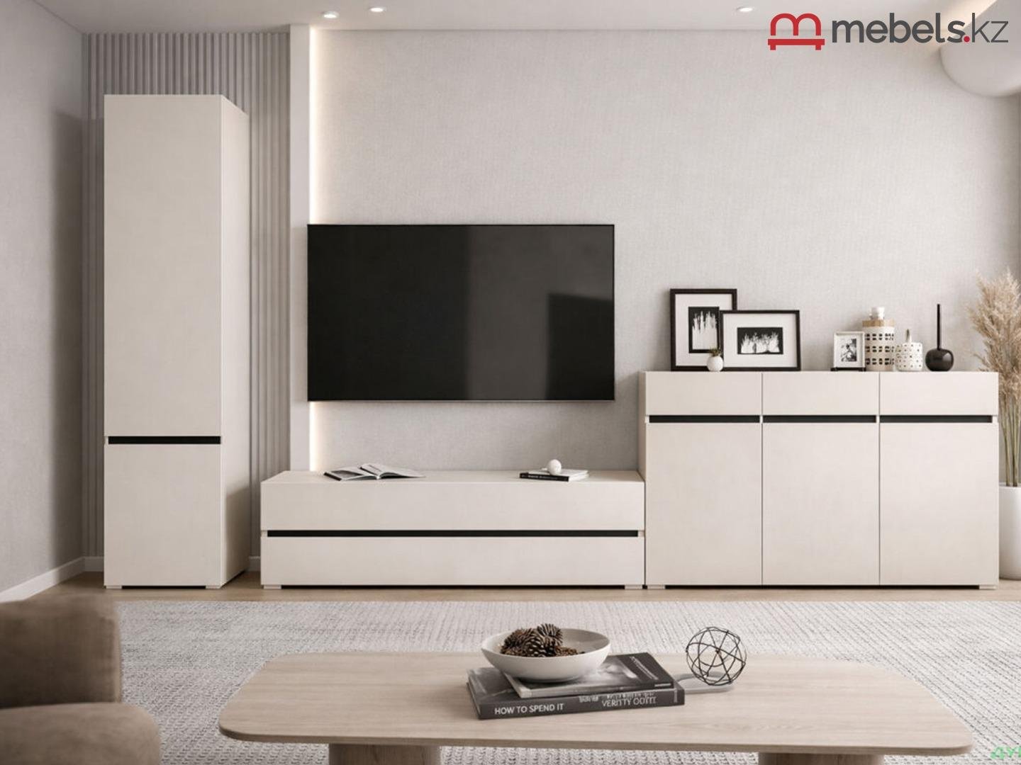 Распашной шкаф Mebels.kz Лондон, 45x220х60 см, бежевый купить,NaN