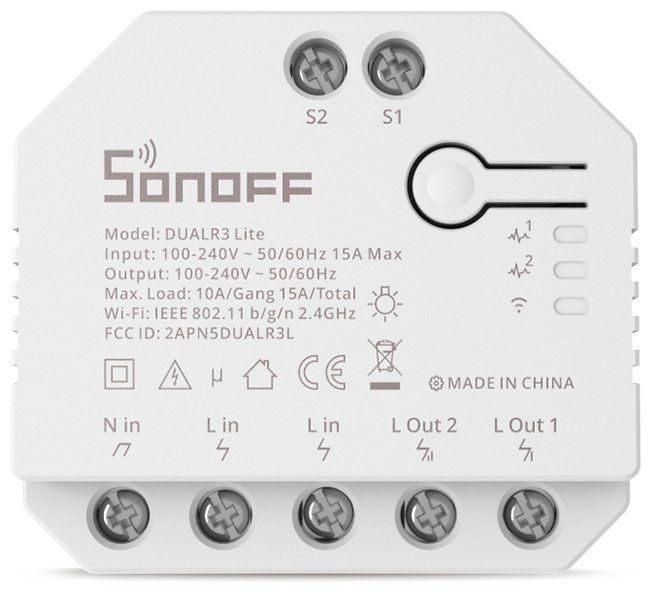 SONOFF реле управления DUALR3 Lite AC 220 В 10 А, кол-во фаз : 1 купить,11900